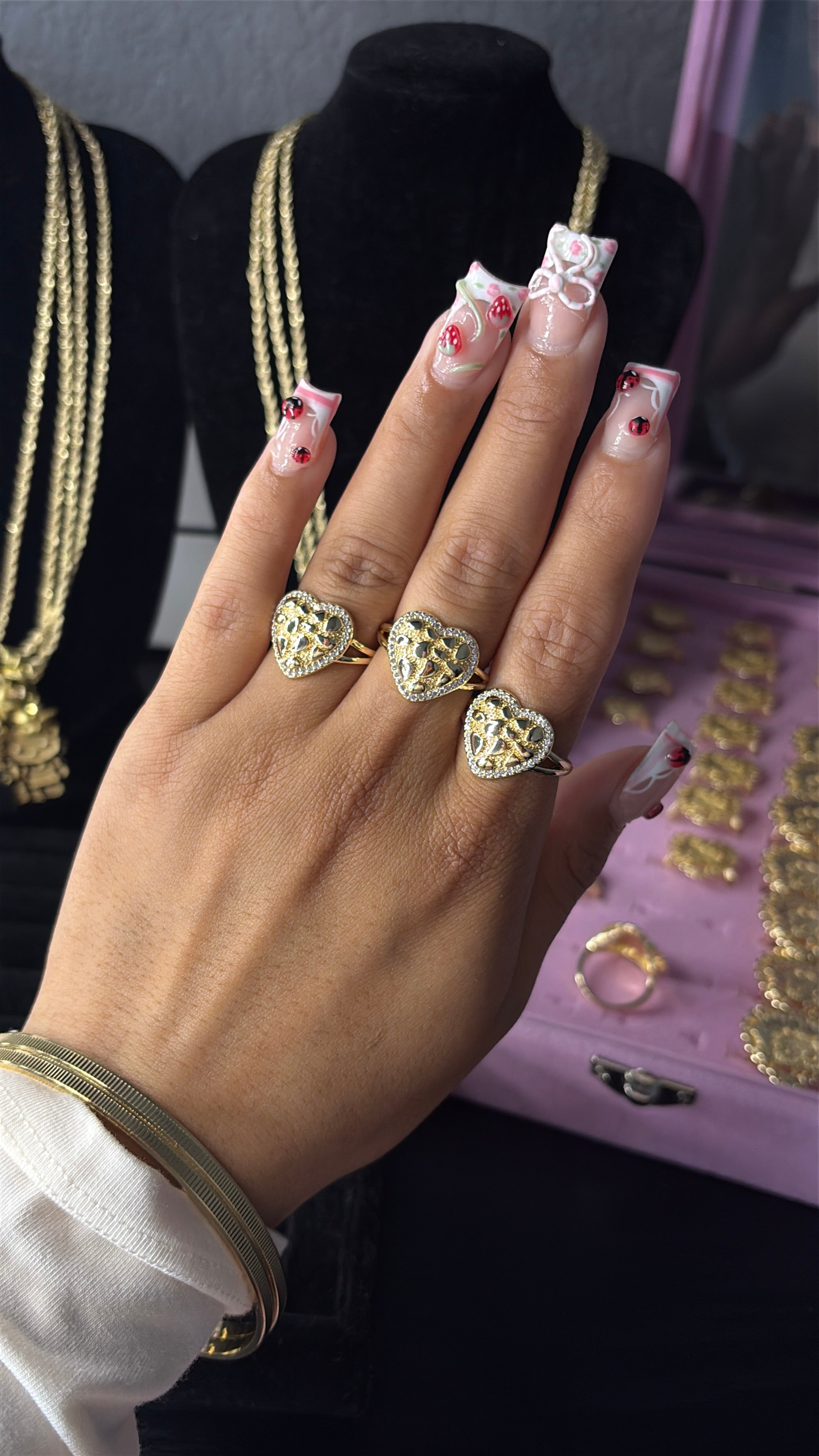 DMND HEART NUGGET RING